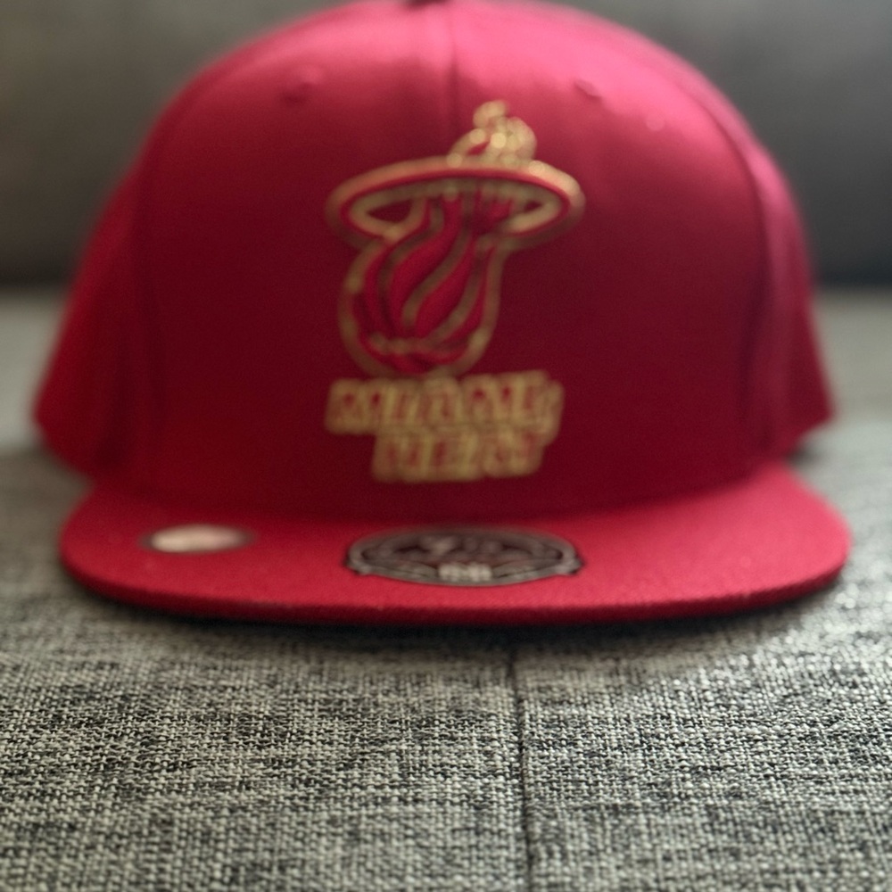 Red Miami Heat Snapback Hat 2015